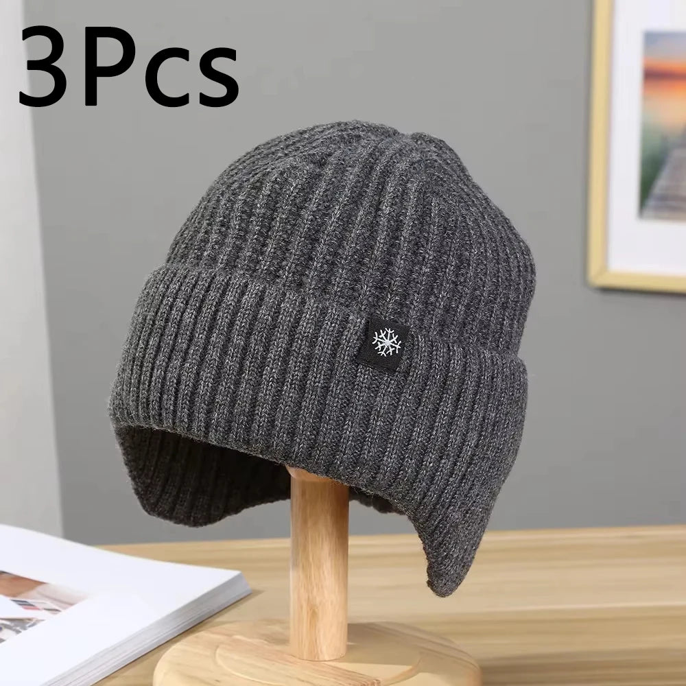 Men's Knitted Winter Hat with Earflaps – Fleece Lined