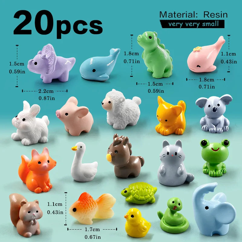 Mini Animal Figurines (20 pcs) – Fairy Garden & Christmas Decor