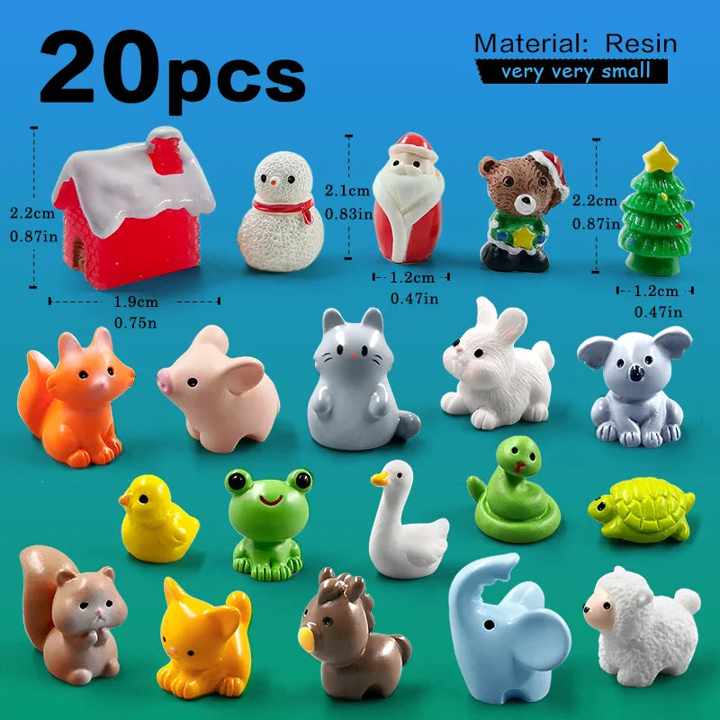 Mini Animal Figurines (20 pcs) – Fairy Garden & Christmas Decor