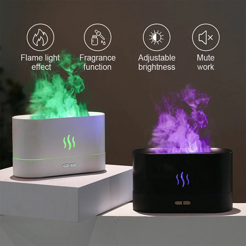 Flame Aroma Diffuser & Humidifier – 7 Color USB Desktop Diffuser