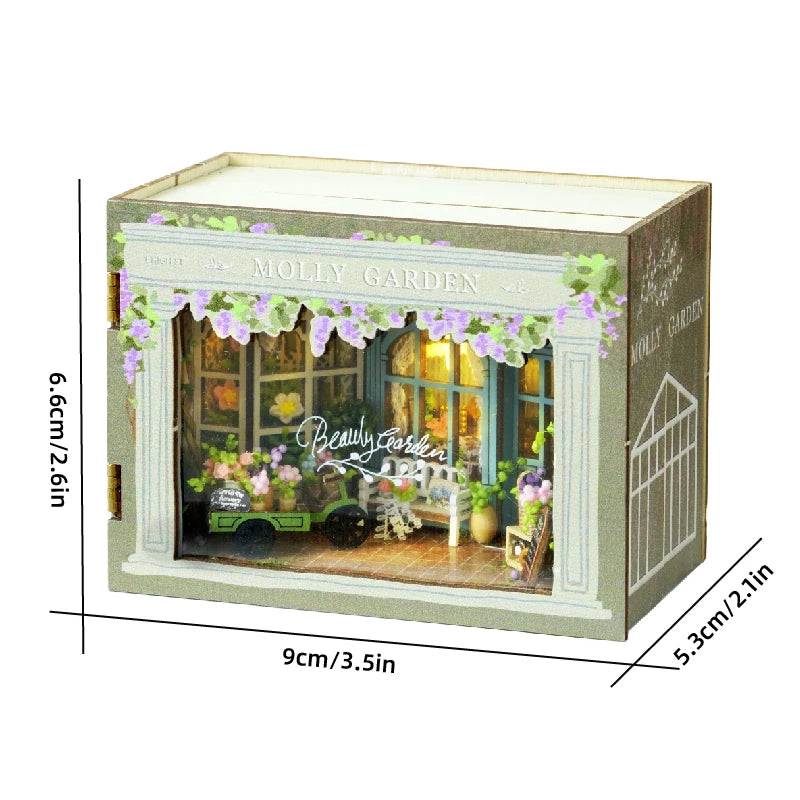 DIY Miniature Wooden Dollhouse Kit with LED Light – 3D Puzzle Gift