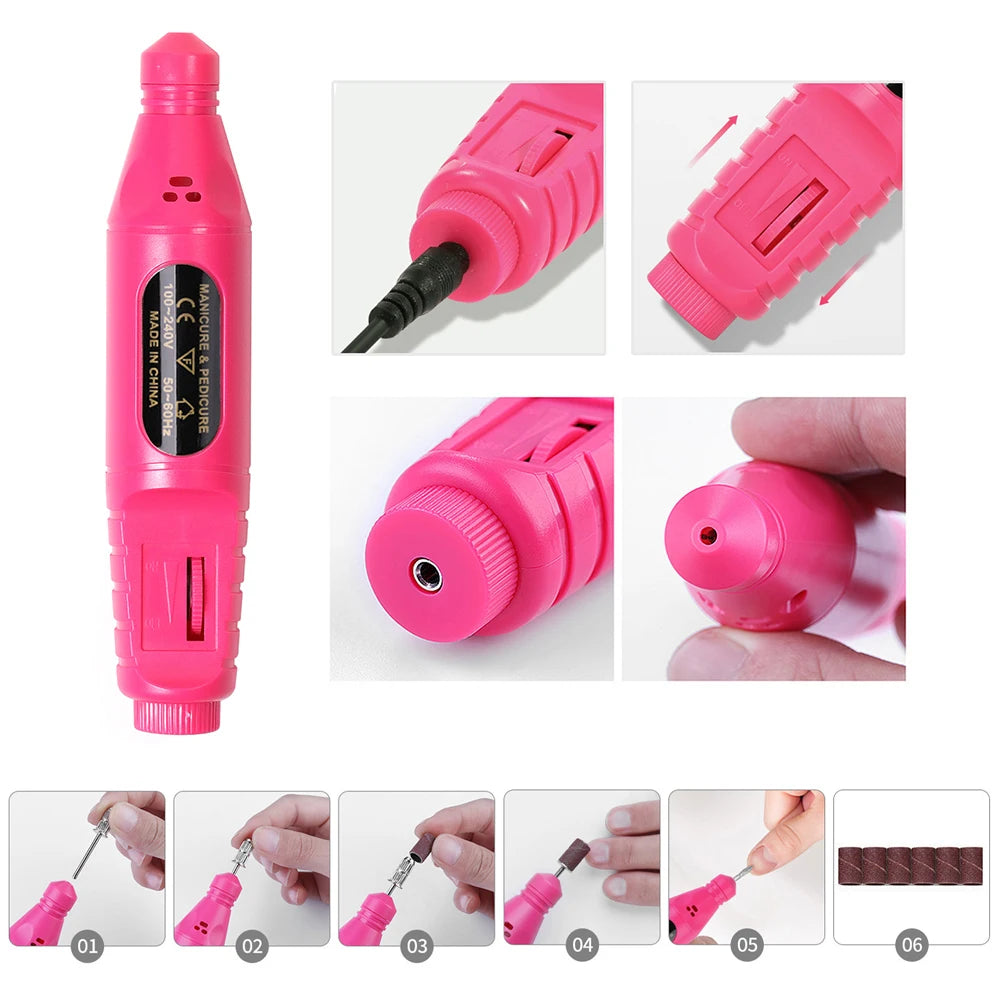 Electric Nail Drill & Manicure Kit with Nail Lamp