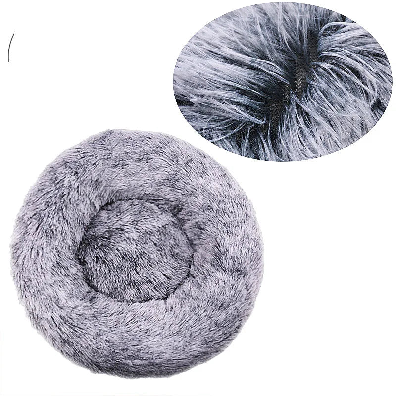 Round Plush Pet Bed 40–90 cm – Soft Warm Bed for Dogs & Cats