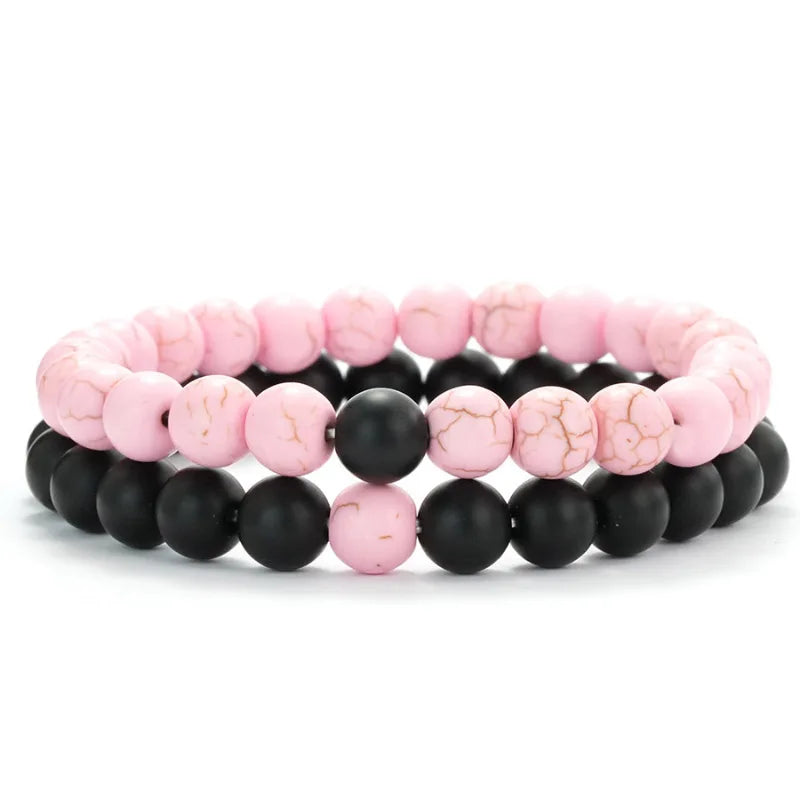 Couple Bracelets Set – Tiger Eye & Volcanic Stone Beads