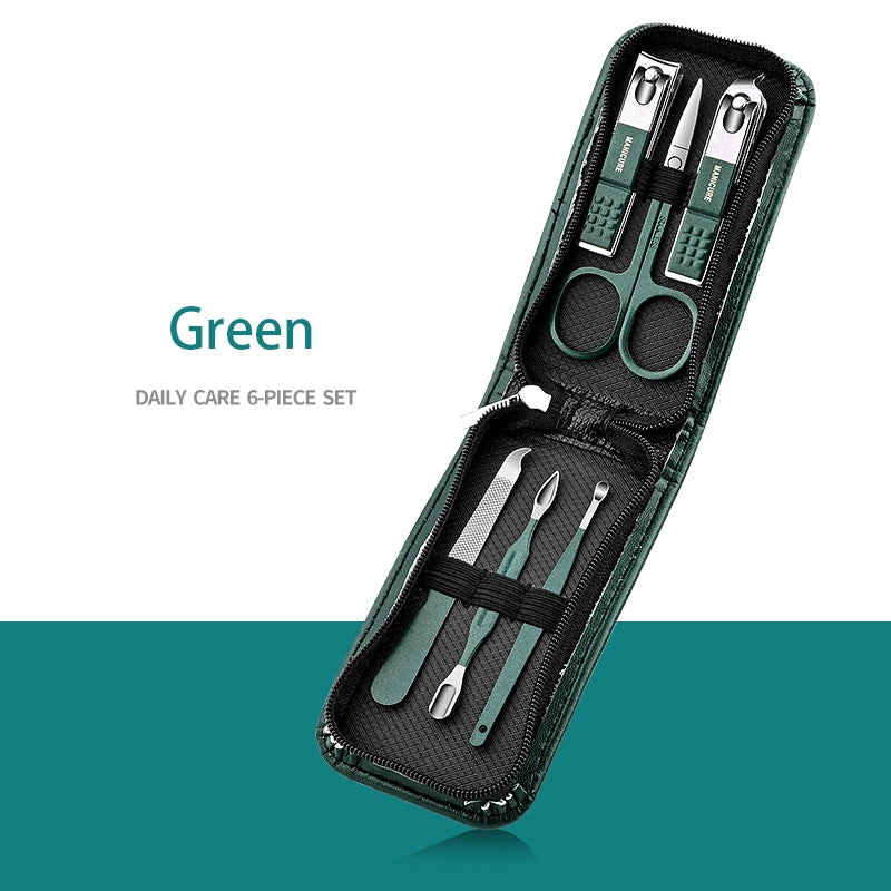 Manicure Set with Leather Case – Stainless Steel Nail Care Kit