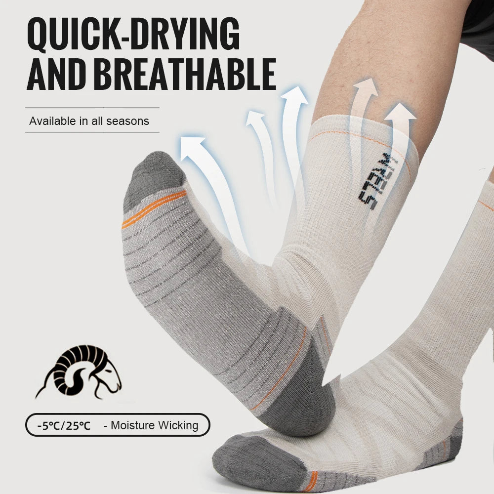Merino Wool Hiking & Running Socks – Breathable Cushioned