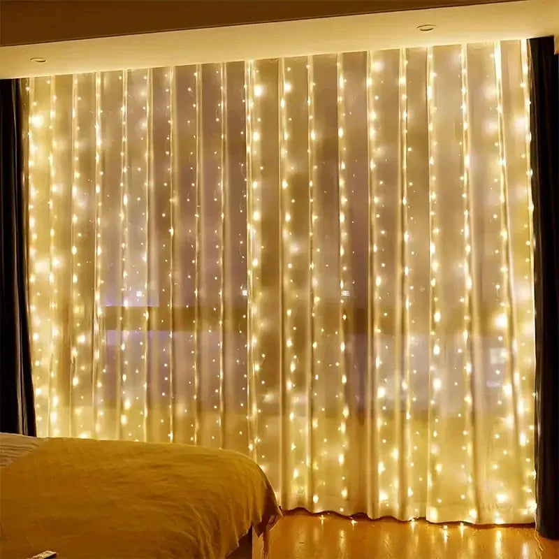 LED Curtain Lights 3x3 m / 6x3 m with Remote – Window Fairy Lights