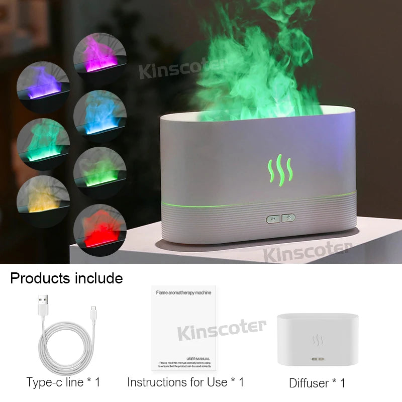 Flame Aroma Diffuser & Humidifier – 7 Color USB Desktop Diffuser