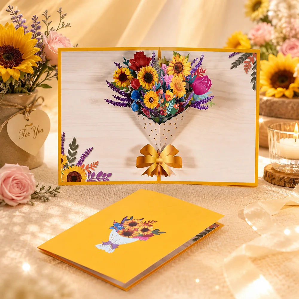 3D Pop-Up Flower Greeting Card – Handmade Card for Any Occasion