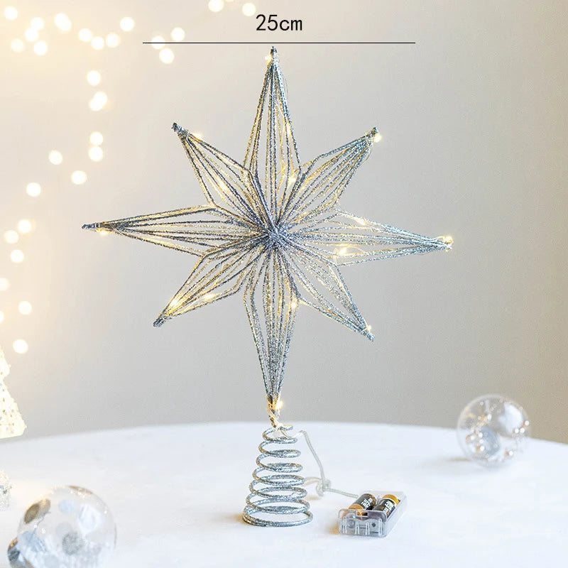LED Star Christmas Tree Topper with String Lights