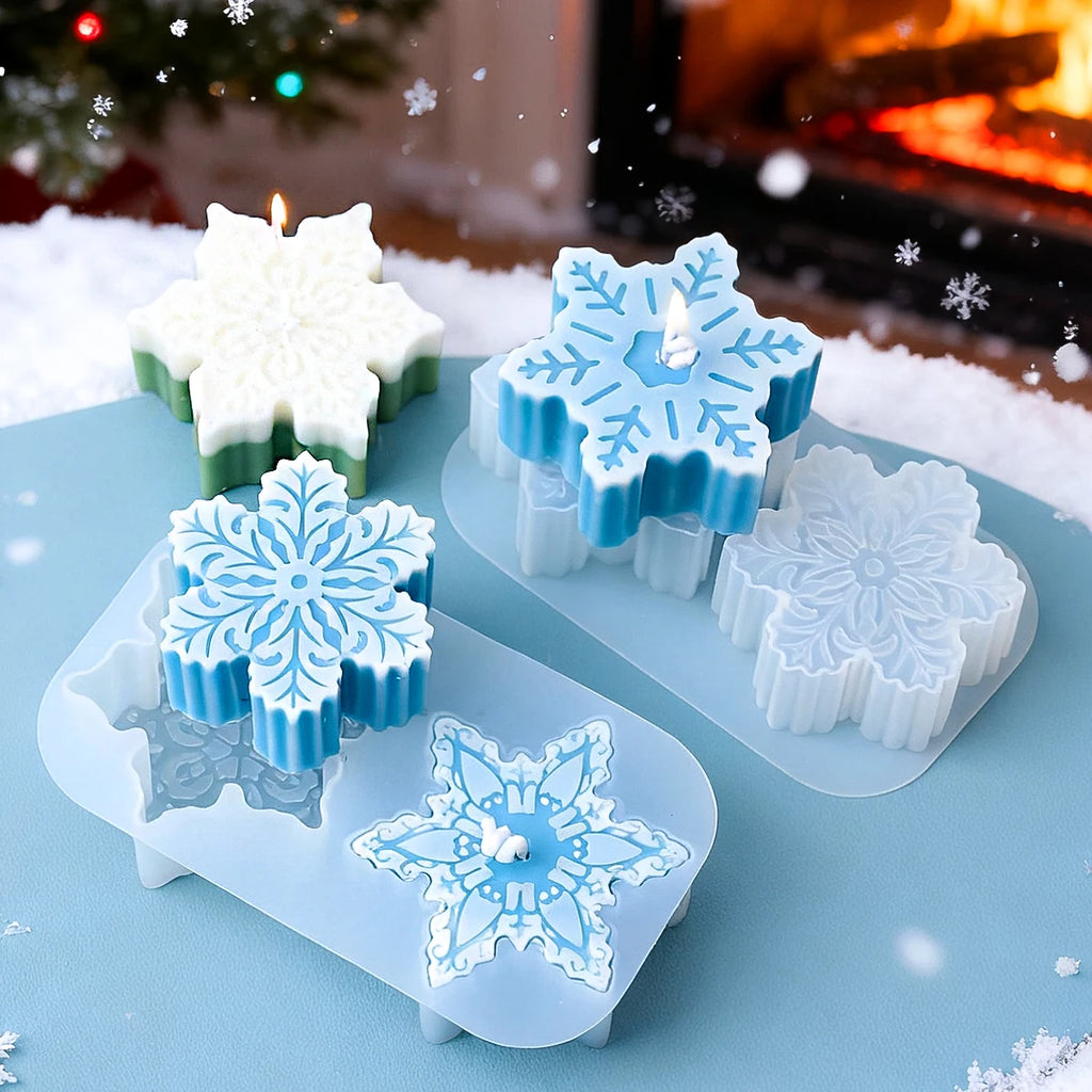 3D Snowflake Silicone Candle Mold – Christmas Ornament Making