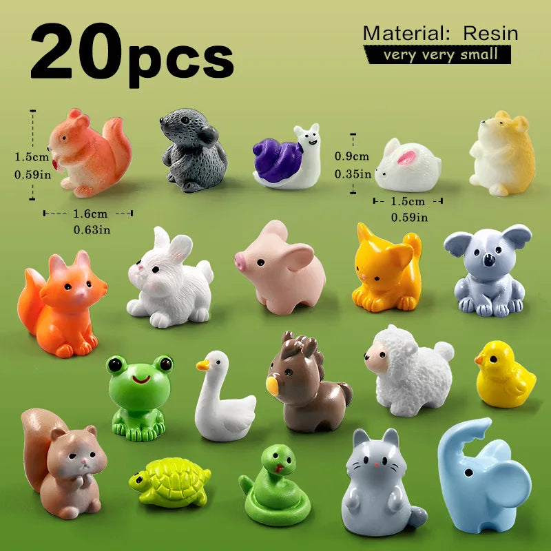 Mini Animal Figurines (20 pcs) – Fairy Garden & Christmas Decor