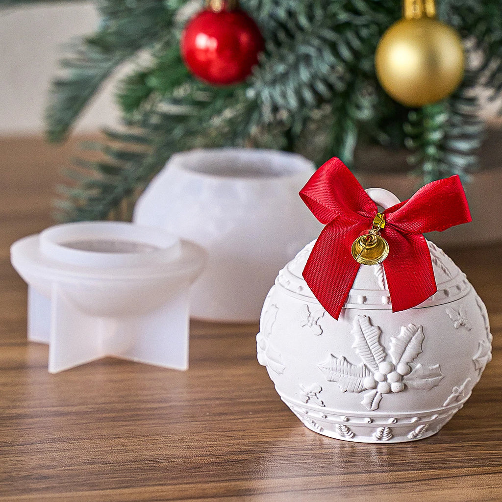 Christmas Jar Silicone Mold – Snowflake & Berry Candle Jar