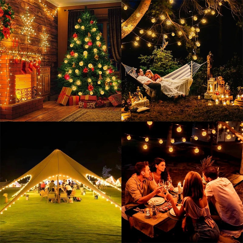 Solar Crystal Globe String Lights 60 LED – Outdoor Garden Lights