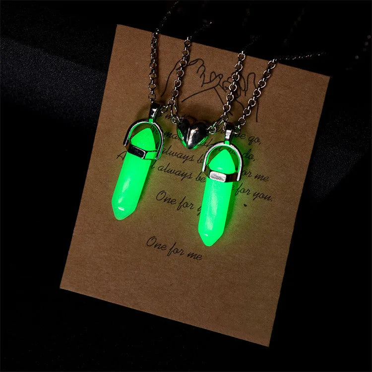 Magnetic Couple Necklaces – "I Love You" Projection Heart Pendants
