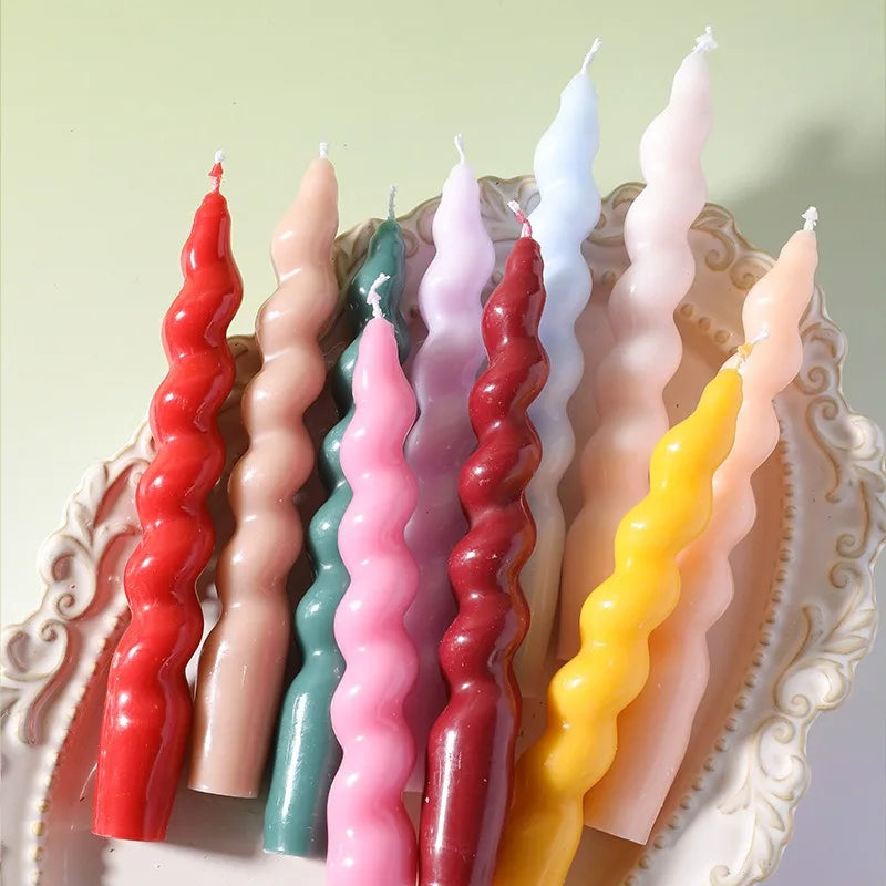 Spiral Taper Scented Candles (2 pcs) – Soy Wax Table Decor