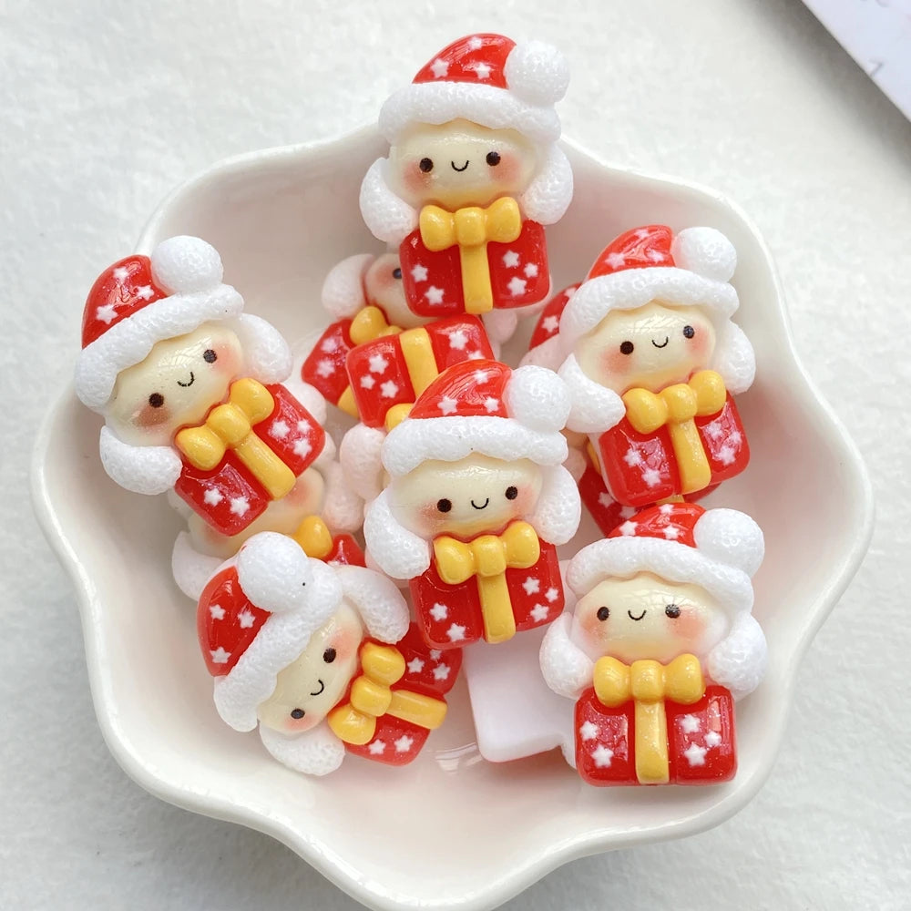 Resin Christmas Charms (10 pcs) – Snowman, Tree & Bell for Crafts