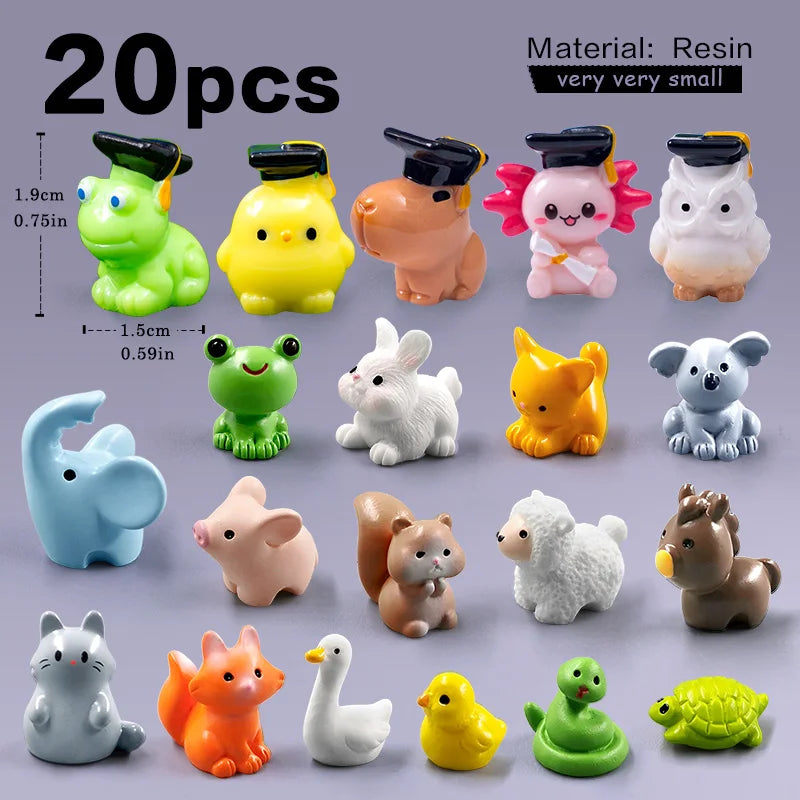 Mini Animal Figurines (20 pcs) – Fairy Garden & Christmas Decor