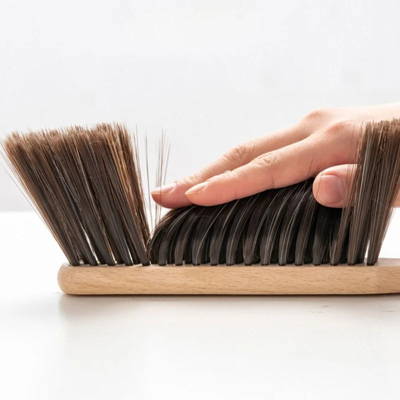 Natural Wood Bristle Brush – Anti-Static Coffee & Desk Brush