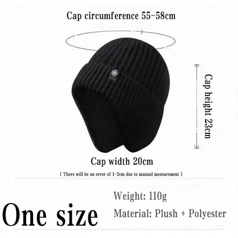 Men's Knitted Winter Hat with Earflaps – Fleece Lined