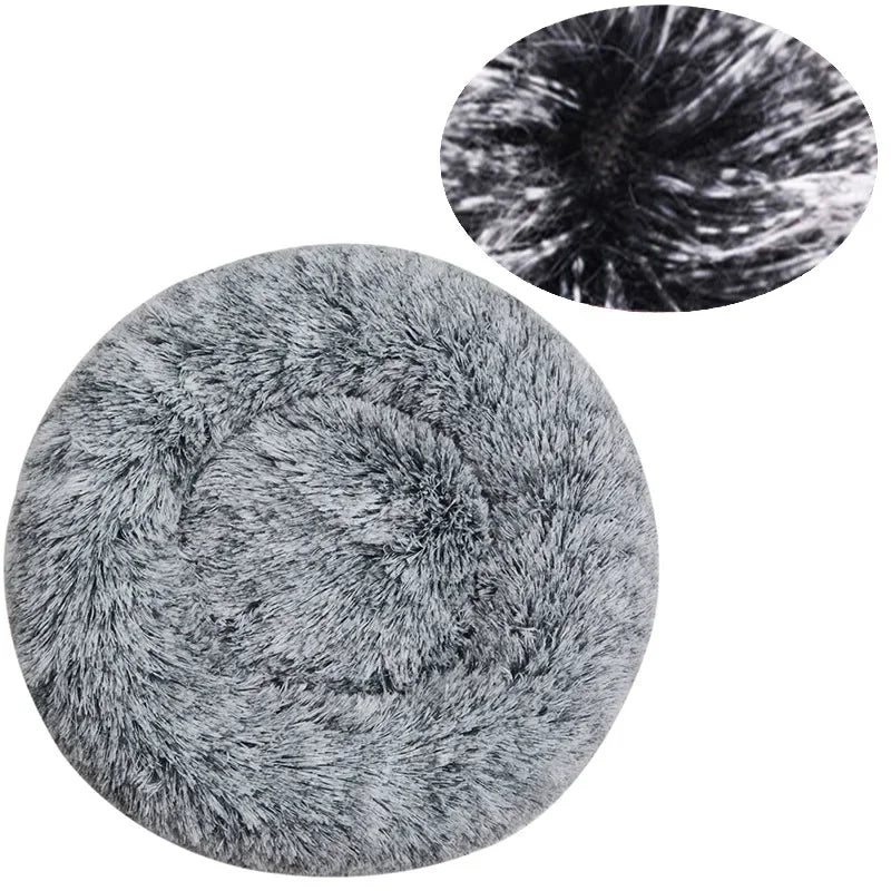Round Plush Pet Bed 40–90 cm – Soft Warm Bed for Dogs & Cats