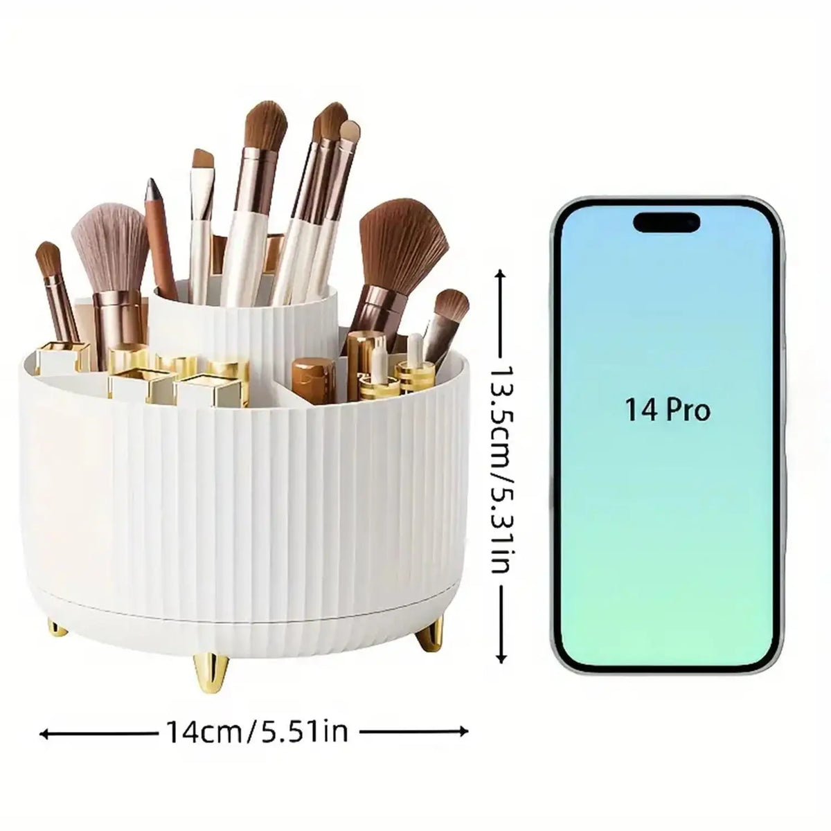 360° Rotating Makeup Organizer – 5 Compartments