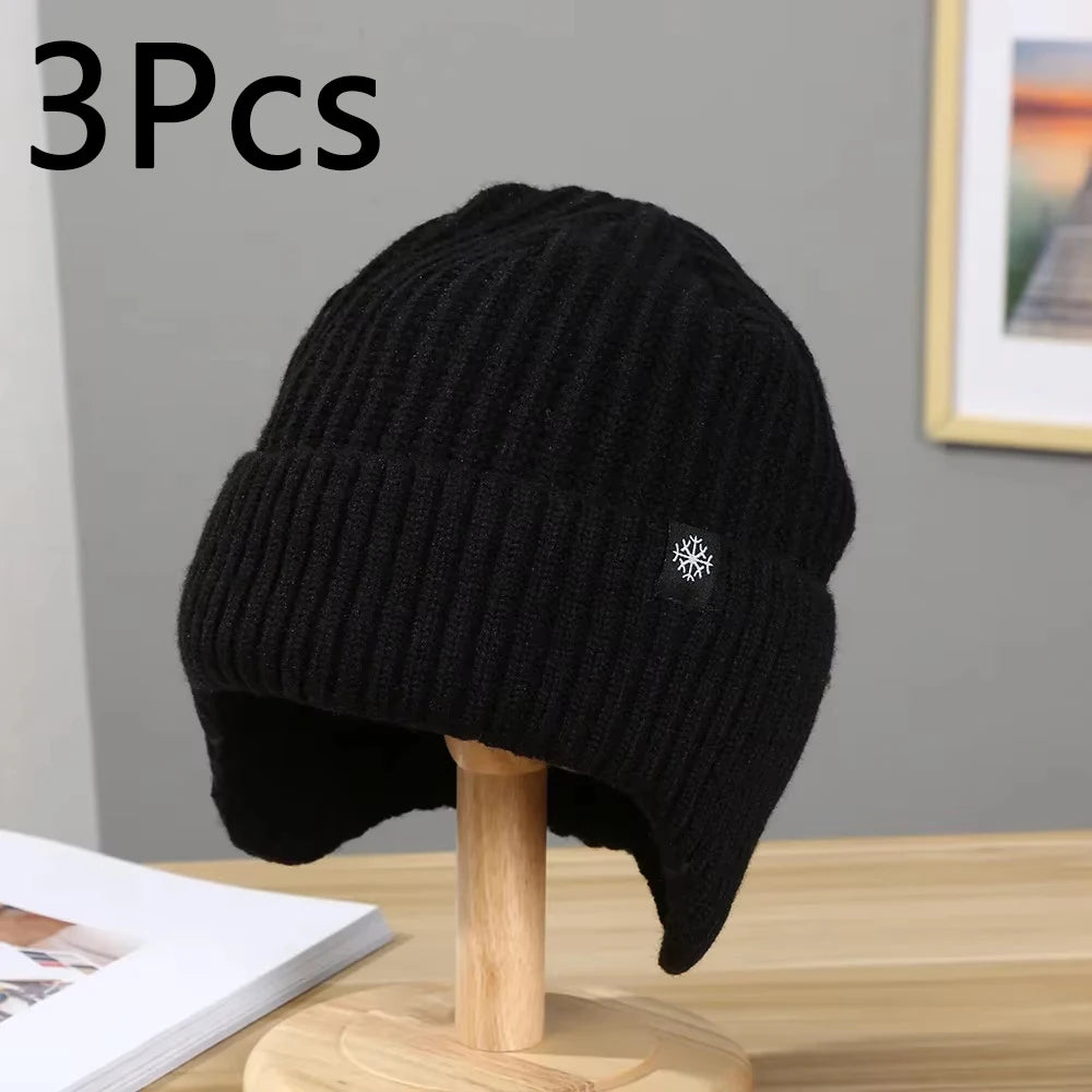 Men's Knitted Winter Hat with Earflaps – Fleece Lined