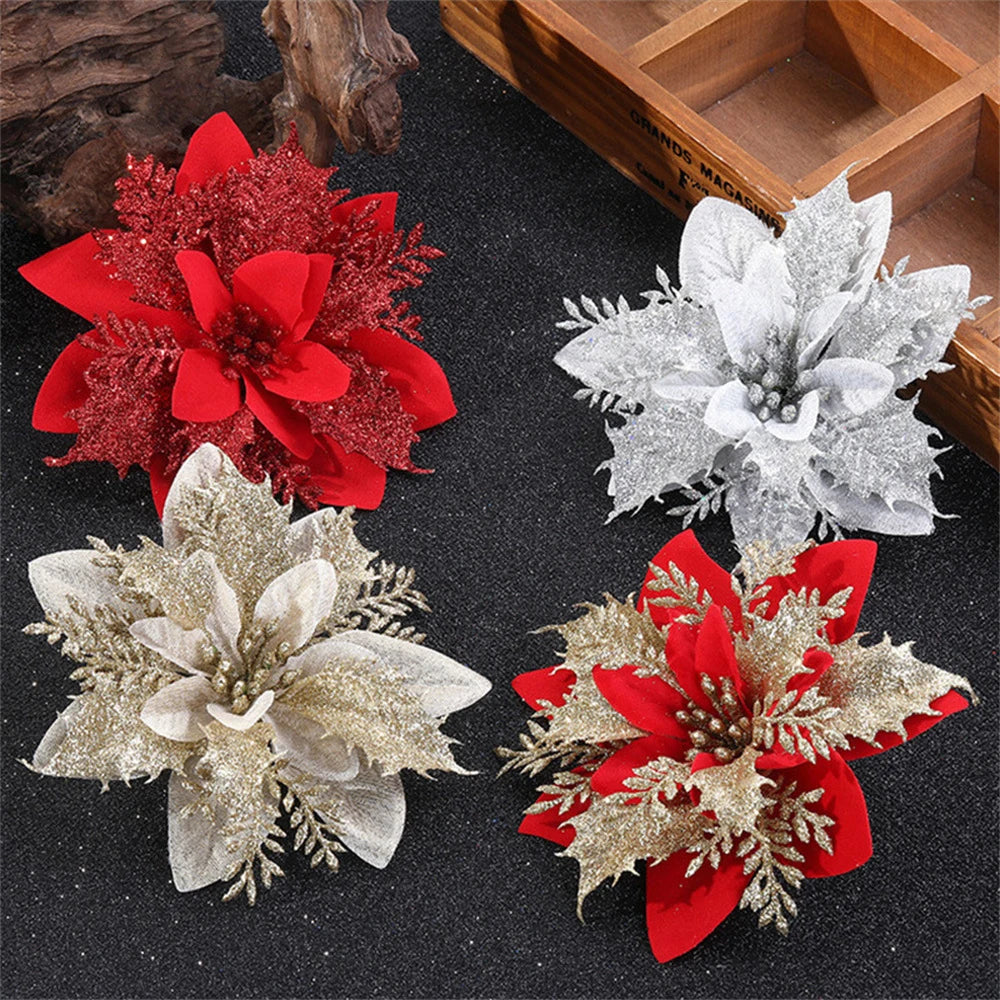 Glitter Christmas Flower Ornaments – Christmas Tree Decorations