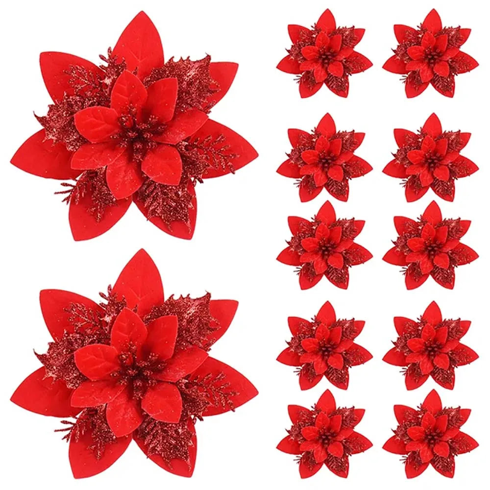 Glitter Christmas Flower Ornaments – Christmas Tree Decorations