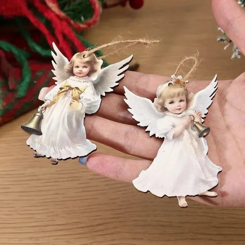 Wooden Christmas Ornaments (12/24 pcs) – Flat Hanging Decorations