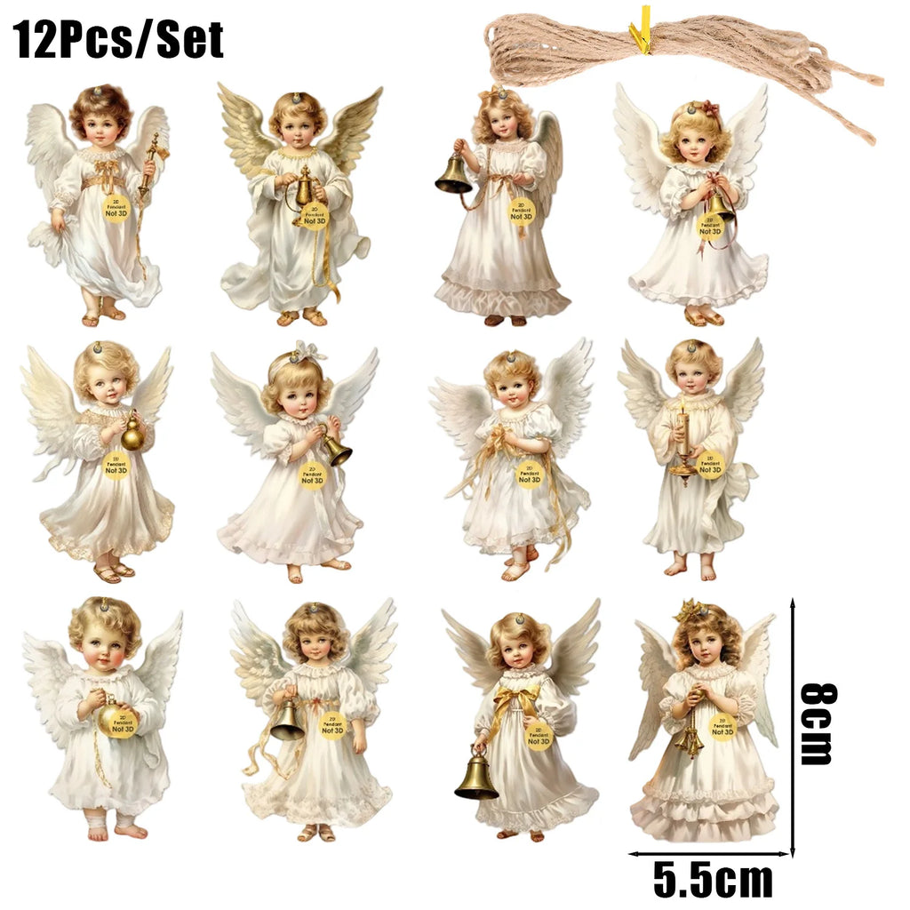 Wooden Christmas Ornaments (12/24 pcs) – Flat Hanging Decorations