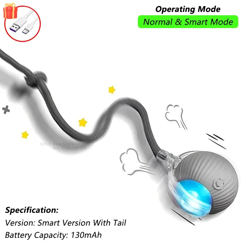 Automatic Rolling Cat Ball with Tail – Rechargeable Interactive Toy
