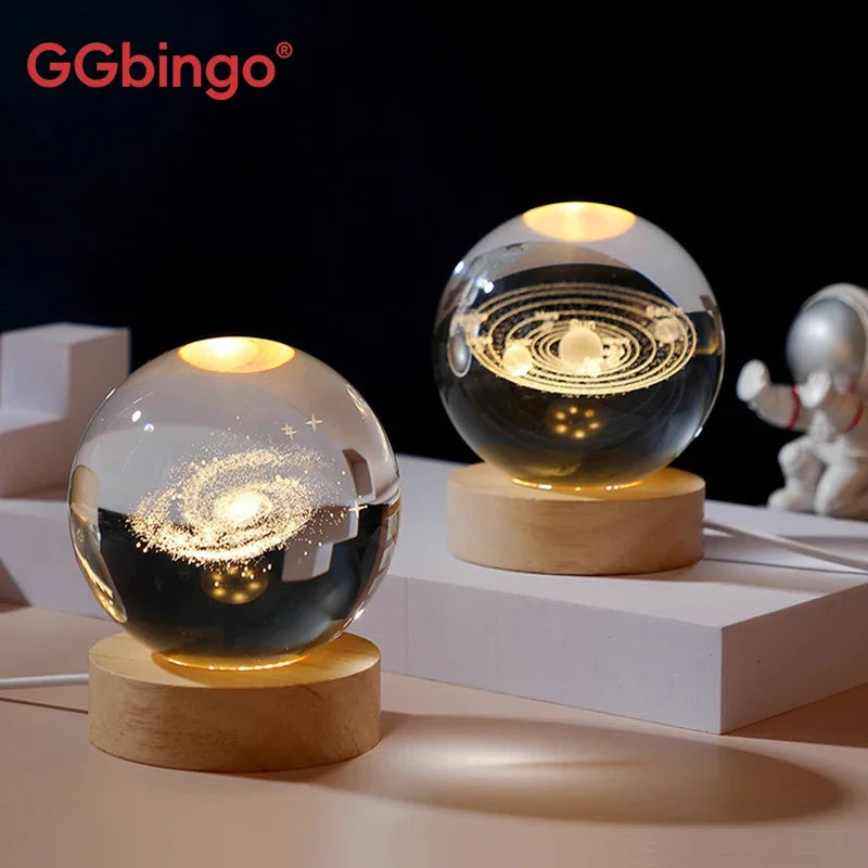 Galaxy Crystal Ball Night Light – Solar System Lamp