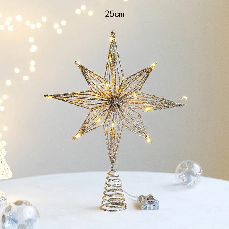 LED Star Christmas Tree Topper with String Lights