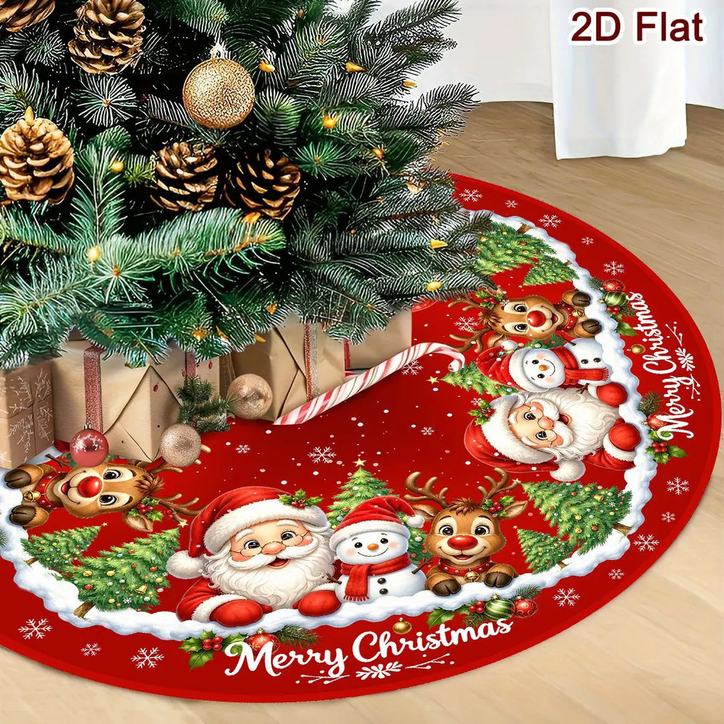 Christmas Tree Skirt 60/90 cm – Santa & Snowman Print