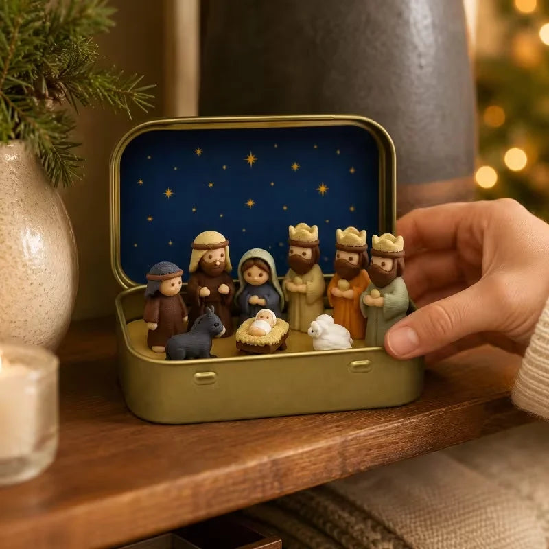 Pocket Nativity Scene in Metal Tin – Christmas Keepsake