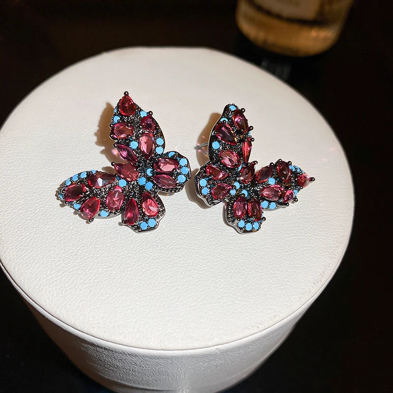 Crystal Flower Stud Earrings for Women