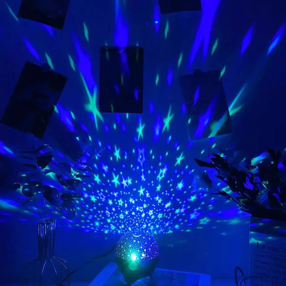 Starry Moon LED Projector Night Light – 7 Color Modes