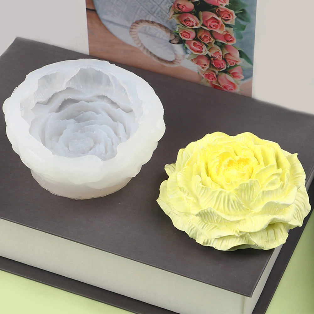 3D Peony Silicone Candle Mold – DIY Flower Candles & Soap