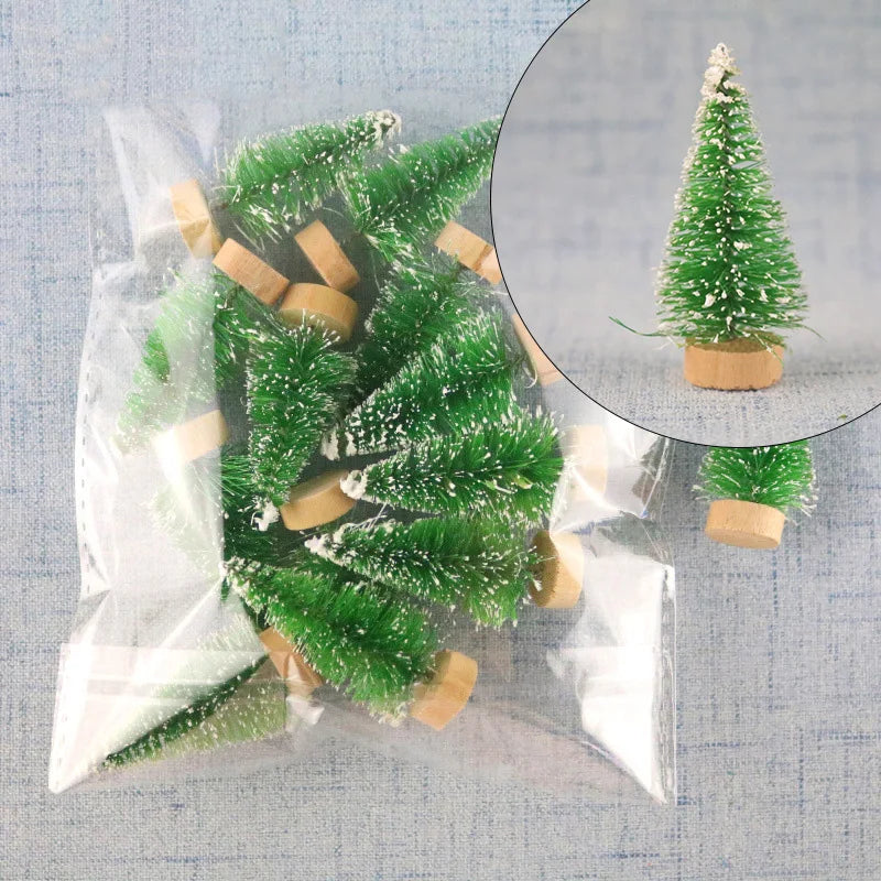 Mini Sisal Christmas Trees (12 pcs) – Snowy Tabletop Decor