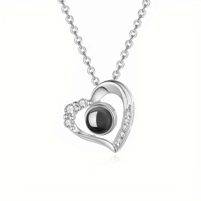 "I Love You" Projection Necklace – 100 Languages Heart Pendant
