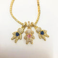 CZ Crystal Heart Charm Tennis Chain Necklace