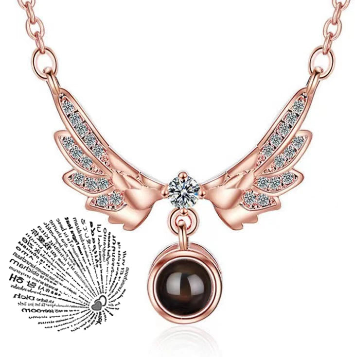 "I Love You" Projection Necklace – 100 Languages Heart Pendant