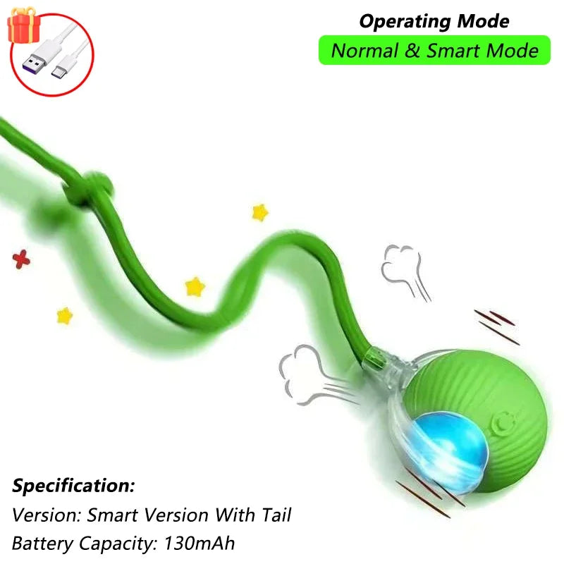 Automatic Rolling Cat Ball with Tail – Rechargeable Interactive Toy