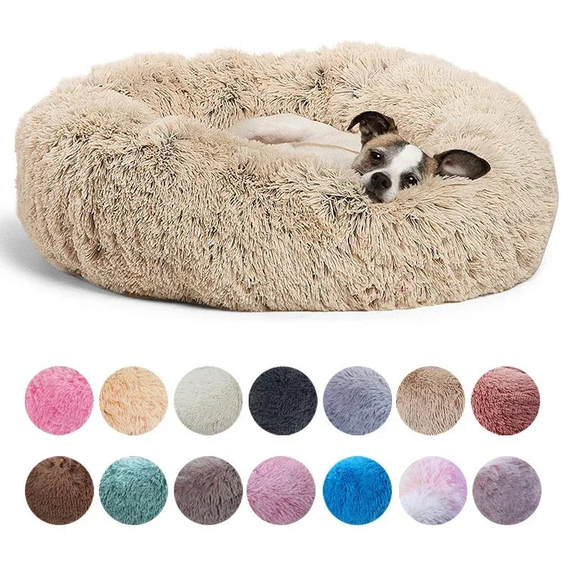 Round Plush Pet Bed 40–90 cm – Soft Warm Bed for Dogs & Cats