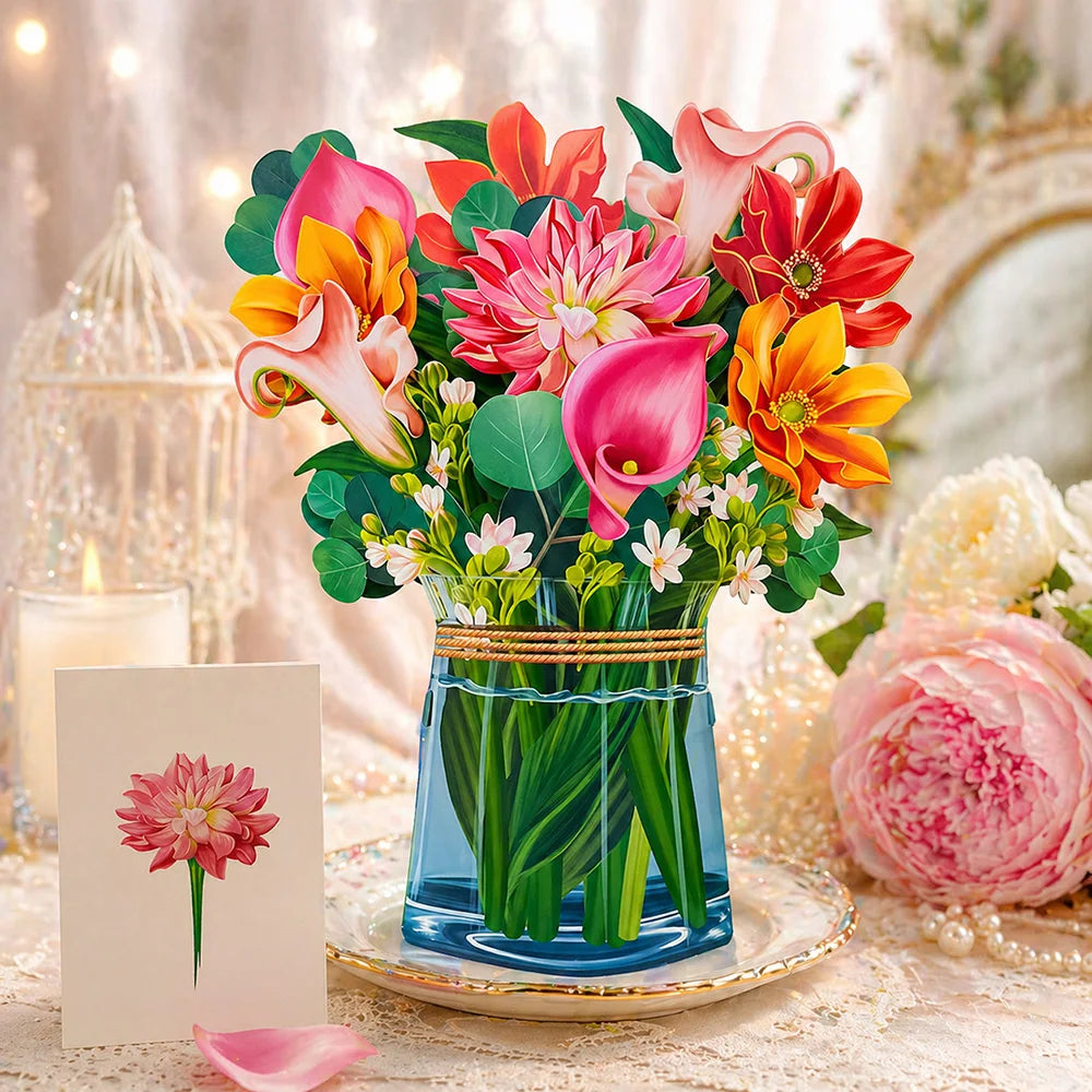 3D Pop-Up Flower Greeting Card – Handmade Card for Any Occasion