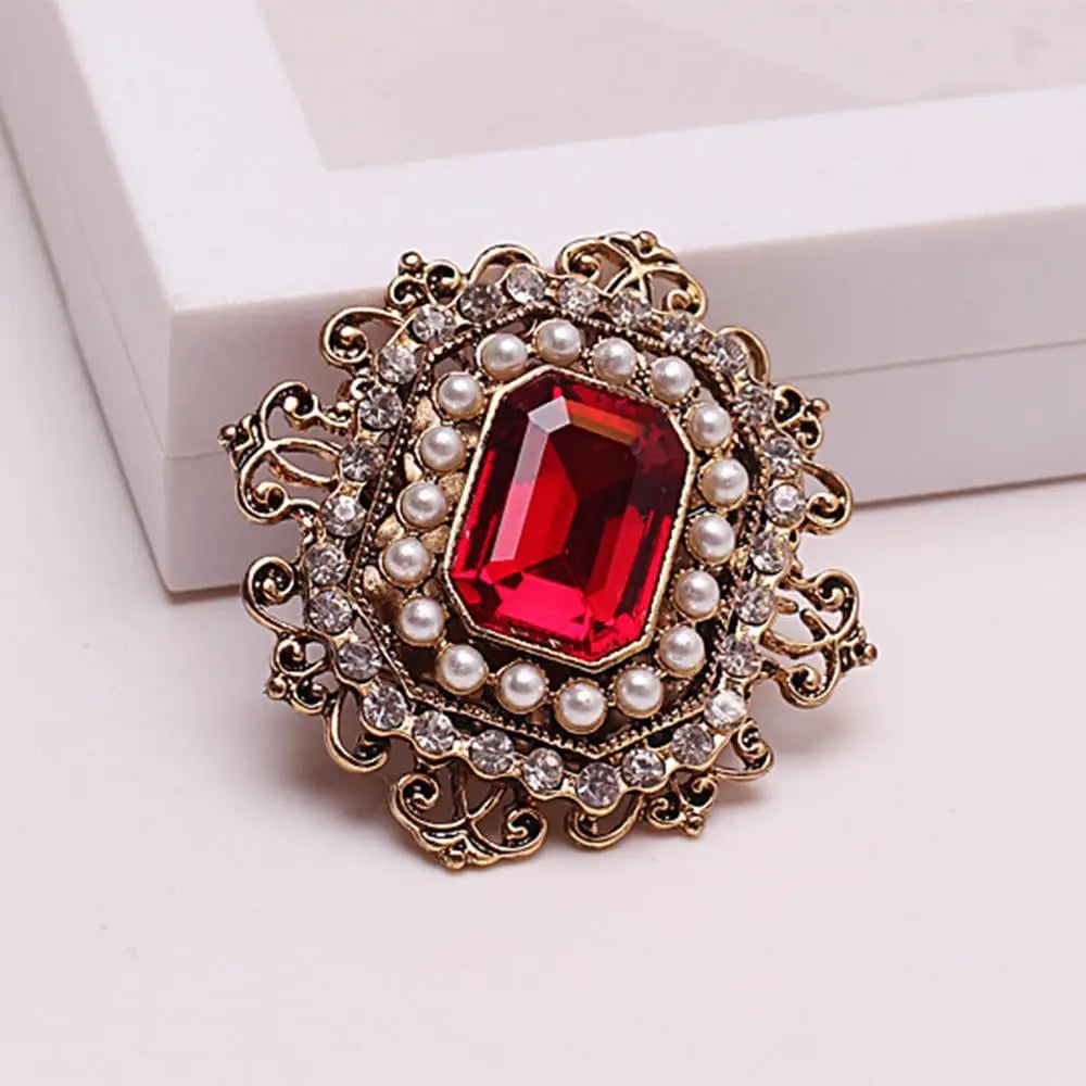 Vintage Rhinestone & Pearl Brooch for Women