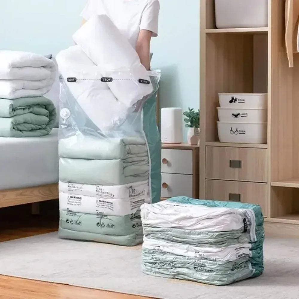 Vacuum Storage Bags – No Pump Needed for Clothes & Bedding