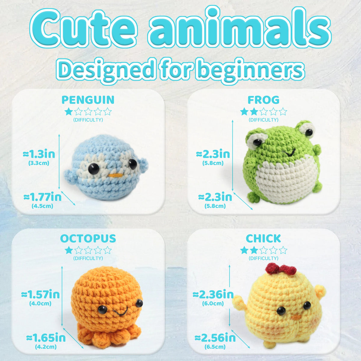 Crochet Kit for Beginners – Animal Amigurumi Starter Set