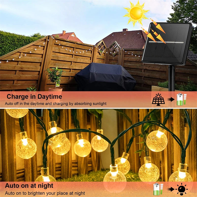 Solar Crystal Globe String Lights 60 LED – Outdoor Garden Lights